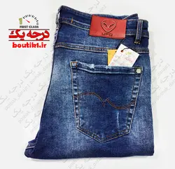 شلوار جین ترک اسلیم زاپ دار آبی