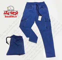 شلوار اسلش جین (نیل)دمپا ساده 6 جیب