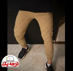 شلوار اسلش کتان گت دار نخودی