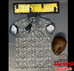 پولوشرت یقه دار ژاگارد طرحدار طوسی