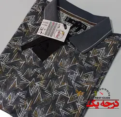 پولوشرت یقه دار ژاگارد طرحدار طوسی