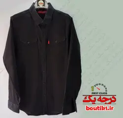 پیراهن جین 2جیب آستین بلند مشکی