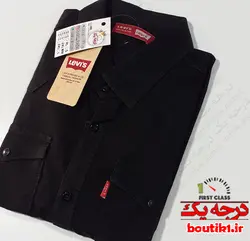 پیراهن جین 2جیب آستین بلند مشکی