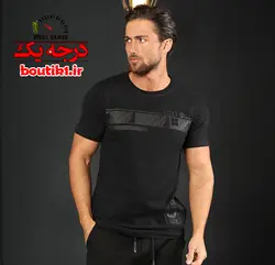 تیشرت پنبه براش یقه گرد چاپدار مات