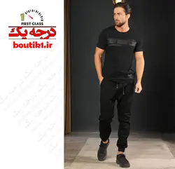 تیشرت پنبه براش یقه گرد چاپدار مات