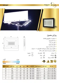 پروژکتور 100 وات SMD برند زرین سیمای البرز سری زمرد