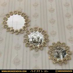 قیمت آینه برنزی برنجی دیواری سه تکه مدل یاسمن طلایی
