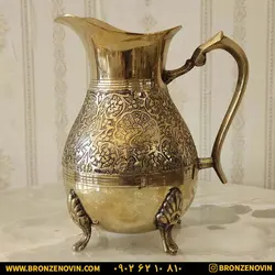 قیمت پارچ برنزی برنجی هندی مدل طاووس 4 پایه | برنز نوین