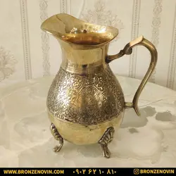 قیمت پارچ برنزی برنجی هندی مدل طاووس 4 پایه | برنز نوین