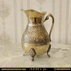 قیمت پارچ برنزی برنجی هندی مدل طاووس 4 پایه | برنز نوین