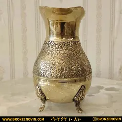 قیمت پارچ برنزی برنجی هندی مدل طاووس 4 پایه | برنز نوین