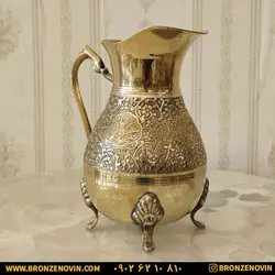 قیمت پارچ برنزی برنجی هندی مدل طاووس 4 پایه | برنز نوین