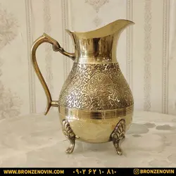 قیمت پارچ برنزی برنجی هندی مدل طاووس 4 پایه | برنز نوین