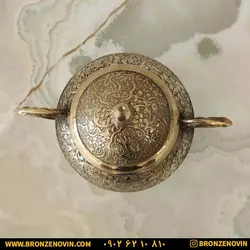 قیمت قندان برنزی برنجی مدل طاووس دسته دار کد 1562| برنز نوین