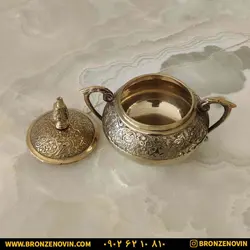 قیمت قندان برنزی برنجی مدل طاووس دسته دار کد 1562| برنز نوین
