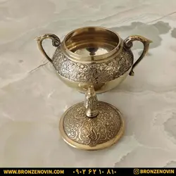 قیمت قندان برنزی برنجی مدل طاووس دسته دار کد 1562| برنز نوین