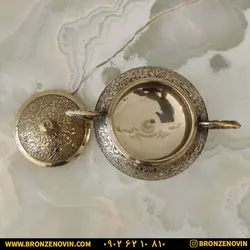 قیمت قندان برنزی برنجی مدل طاووس دسته دار کد 1562| برنز نوین