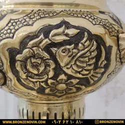 قیمت سرویس سماور برنجی زغالی ذغالی 6 لیتری گل و مرغ قلم دست