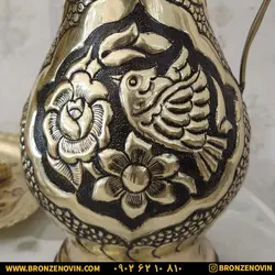 قیمت سرویس سماور برنجی زغالی ذغالی 6 لیتری گل و مرغ قلم دست