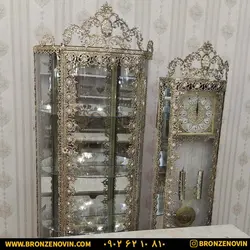 ست میز تلویزیون بوفه و ساعت ایستاده برنز برنجی آفتابگردان