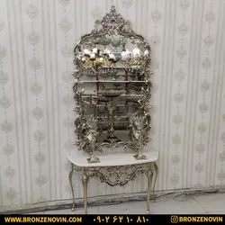 خرید و قیمت آینه شمعدان برنز و کنسول برنجی مدل نسیم