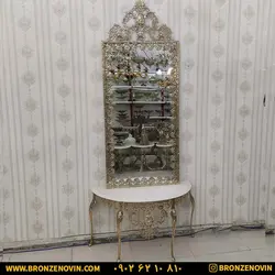 خرید و قیمت آینه شمعدان برنز و کنسول برنجی مدل گل رز بزرگ
