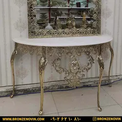 خرید و قیمت آینه شمعدان برنز و کنسول برنجی مدل گل رز بزرگ
