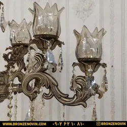 قیمت آباژور ایستاده برنز برنجی کنار سالنی آرامیس آنتیک 11 شعله