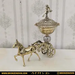 قیمت شکلات خوری برنز برنجی مدل کالسکه نگینی | برنز نوین