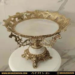قیمت ست میز و میوه خوری برنز برنجی مدل دیانا سنگ سفید