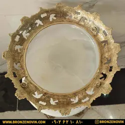 قیمت ست میز و میوه خوری برنز برنجی مدل دیانا سنگ سفید