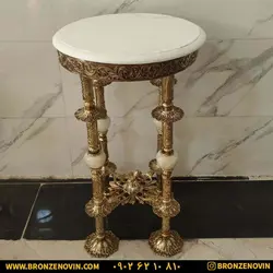 قیمت ست میز و میوه خوری برنز برنجی مدل دیانا سنگ سفید