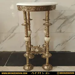 قیمت ست میز و میوه خوری برنز برنجی مدل دیانا سنگ سفید