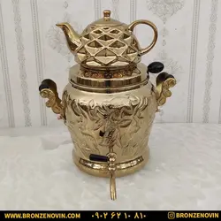 قیمت کتری برنجی رو گازی 6 لیتری مدل آهو و قوری | برنز نوین