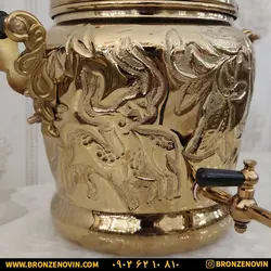 قیمت کتری برنجی رو گازی 6 لیتری مدل آهو و قوری | برنز نوین