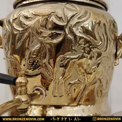 قیمت کتری برنجی رو گازی 6 لیتری مدل آهو و قوری | برنز نوین