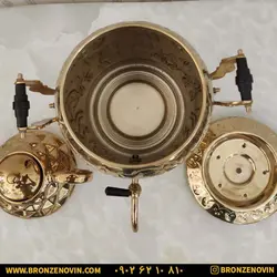 قیمت کتری برنجی رو گازی 6 لیتری مدل آهو و قوری | برنز نوین