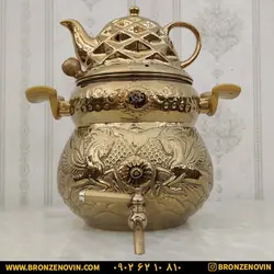 قیمت کتری برنجی رو گازی 6 لیتری مدل اسب بالدار و قوری