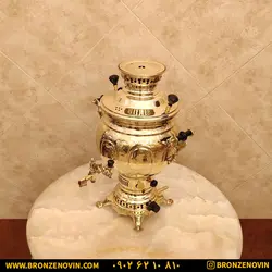 خرید و قیمت سماور برنجی گازی 8 لیتری ساده زرد| برنز نوین