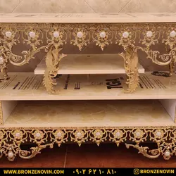 خرید و قیمت میز تلویزیون برنز طرح گل آفتابگردان | برنز نوین