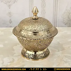 قیمت قندان برنز برنجی هندی مدل طاووس درب هلالی | برنز نوین