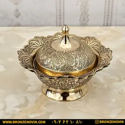 قیمت قندان برنز هندی مدل طاووس لب چین | قندان برنجی هندی