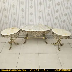 قیمت میز جلو مبلی برنز و عسلی برنزی برنجی گل نقلی پایه ماهی