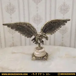 قیمت مجسمه برنزی برنجی دکوری عقاب پایه سنگی | برنز نوین