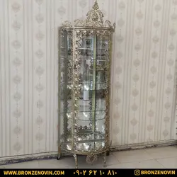 قیمت بوفه برنز برنجی مدل گل آفتابگردان کد 7519 |ویترین برنزی