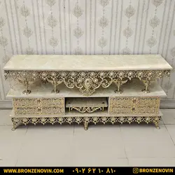 قیمت میز تلویزیون برنز برنجی مدل گل آفتابگردان بزرگ طول 160