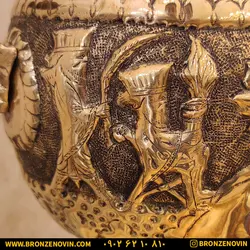 خرید و قیمت سماور برنجی زغالی 6 لیتری قلم دست هخامنش زرد