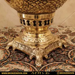 خرید و قیمت سماور شیر و خورشید برنجی زغالی 6 لیتری قلم دست