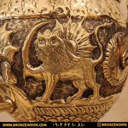 خرید و قیمت سماور شیر و خورشید برنجی زغالی 6 لیتری قلم دست