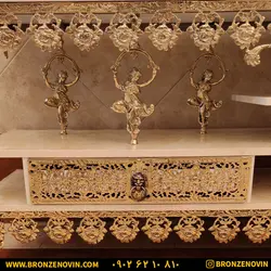 قیمت میز تلویزیون برنز و برنجی طول 180 مدل گل رز طاووس دار